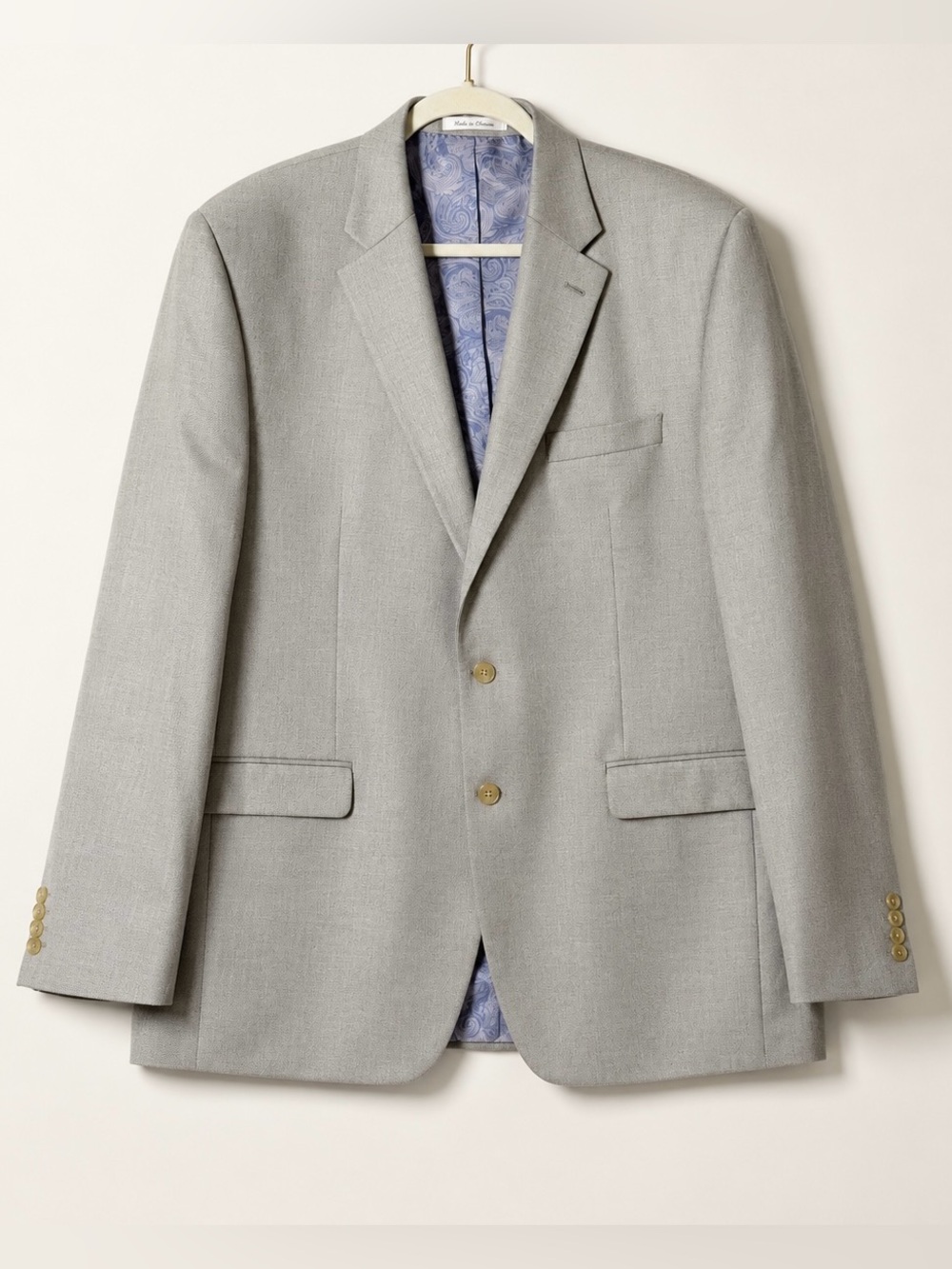Chaps Light Gray‎ Textured Suit Jacket 48L Two Button Blazer Classic Fit